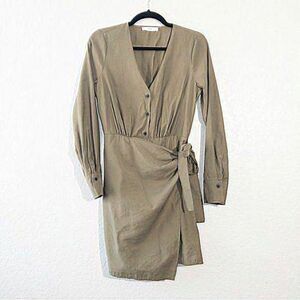 MNG x Mango Green Long Sleeve Wrap Dress Size 4